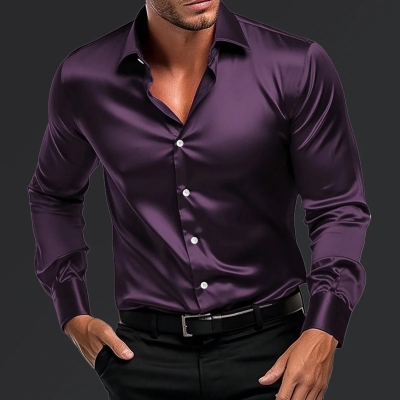 Buy Now Satin Formal Party Wear Wine | Purple Shirt Profile Picture